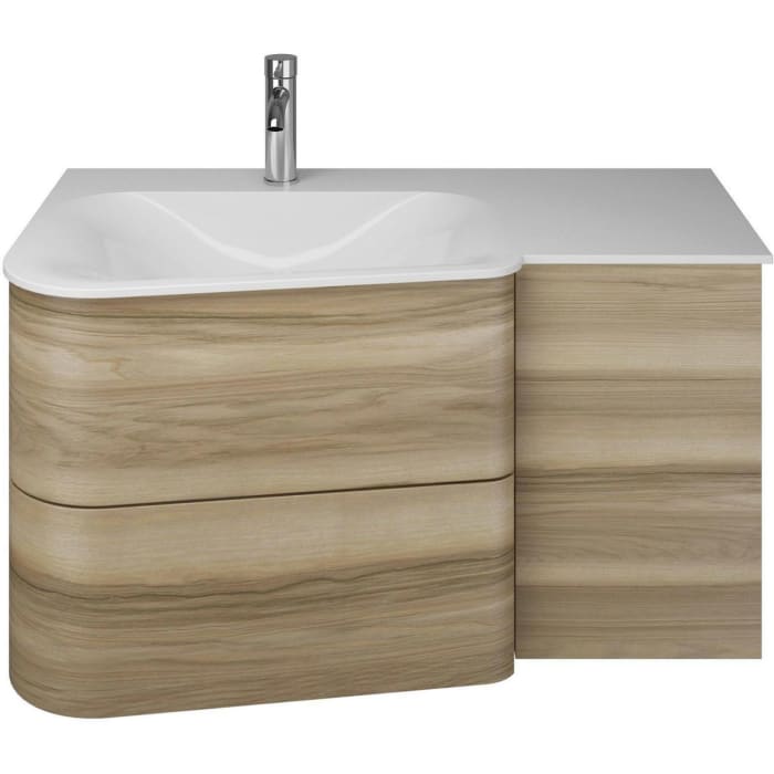 burgbad Badu Mineralguss-Waschtisch inkl. Waschtischunterschrank 92 cm, Becken links