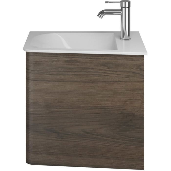 burgbad Badu Mineralguss-Waschtisch inkl. Waschtischunterschrank 52 cm, 1 Tür, Türanschlag rechts