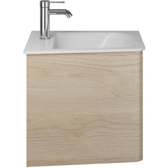 burgbad Badu Mineralguss-Waschtisch inkl. Waschtischunterschrank 52 cm, 1 Tür, Anschlag links