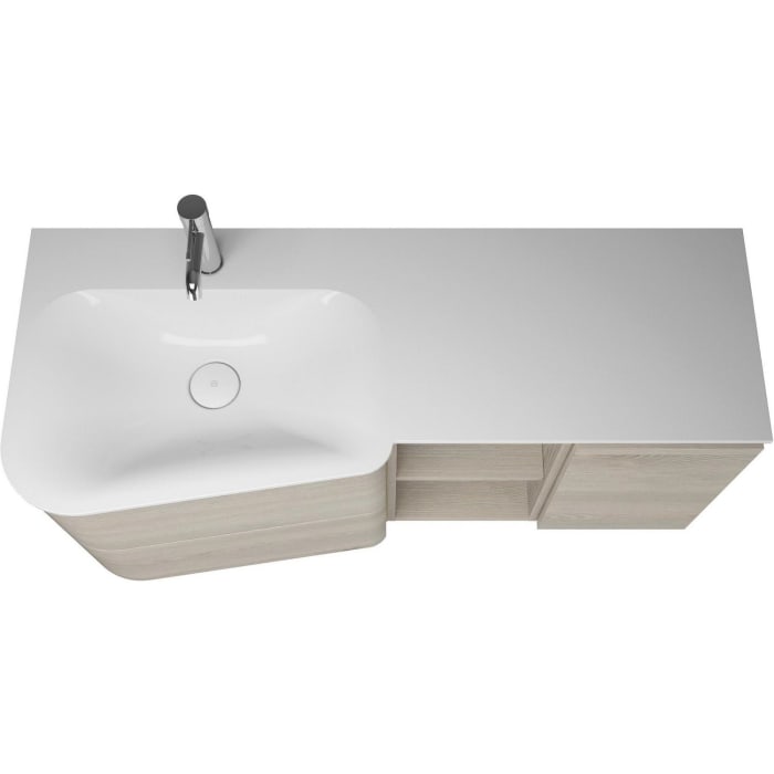 burgbad Badu Mineralguss-Waschtisch inkl. Waschtischunterschrank 122 cm, 1 Regal, Becken links