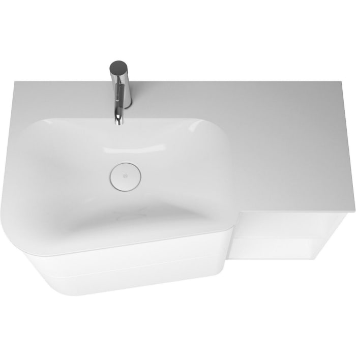 burgbad Badu Mineralguss-Waschtisch inkl. Waschtischunterschrank 92 cm, 1 Regal rechts, Becken links