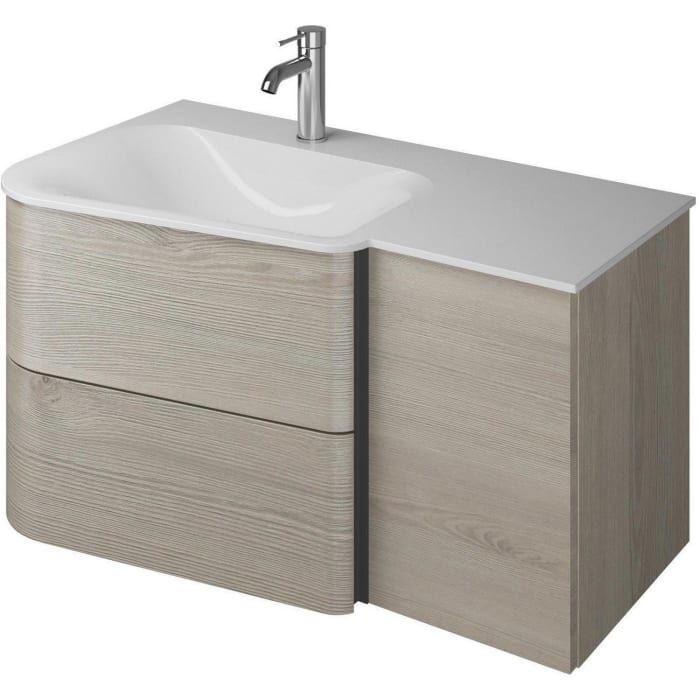 burgbad Badu Mineralguss-Waschtisch inkl. Waschtischunterschrank 92 cm, Becken links