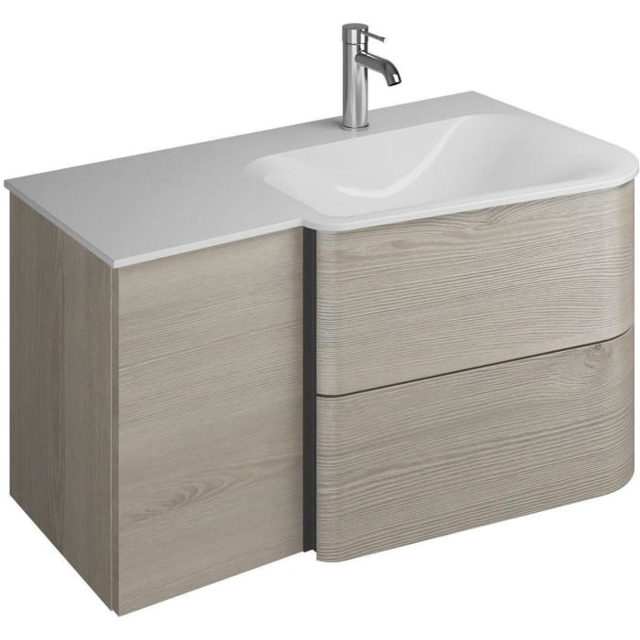 burgbad Badu Mineralguss-Waschtisch inkl. Waschtischunterschrank 92 cm,  Becken rechts