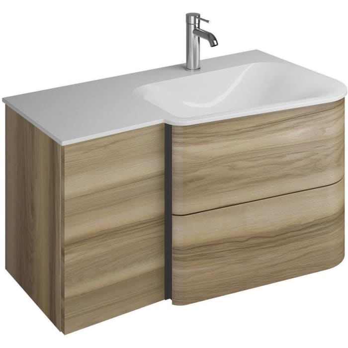 burgbad Badu Mineralguss-Waschtisch inkl. Waschtischunterschrank 92 cm, Becken rechts