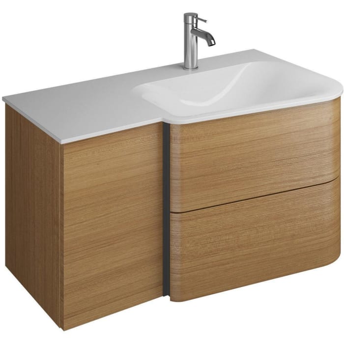 burgbad Badu Mineralguss-Waschtisch inkl. Waschtischunterschrank 92 cm,  Becken rechts