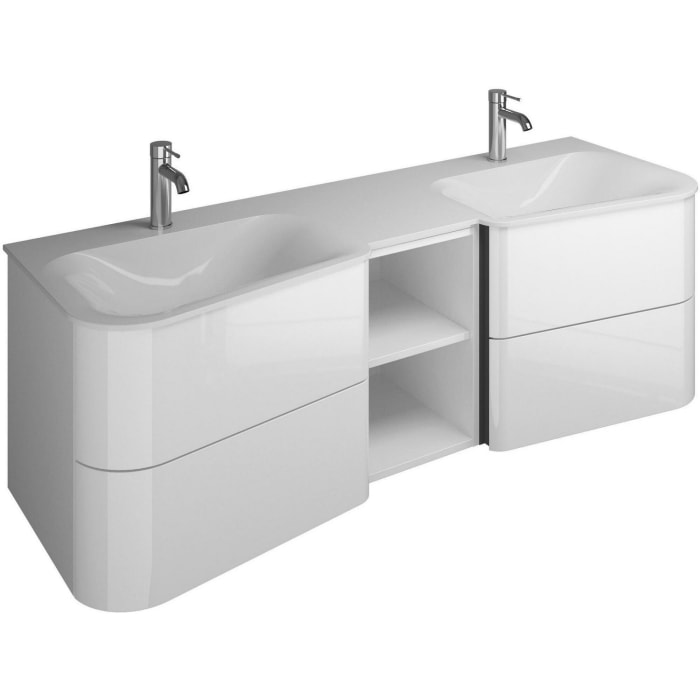 burgbad Badu Mineralguss-Waschtisch inkl. Waschtischunterschrank 152 cm, 1 Regal mittig