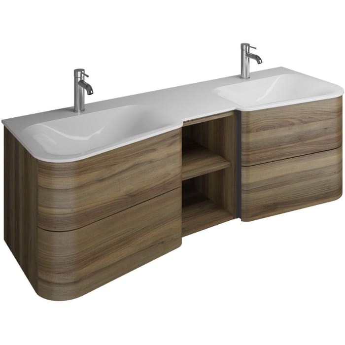 burgbad Badu Mineralguss-Waschtisch inkl. Waschtischunterschrank 152 cm, 1 Regal mittig