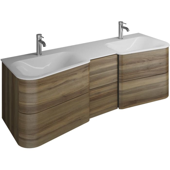 burgbad Badu Mineralguss-Waschtisch inkl. Waschtischunterschrank 152 cm, 2 Schubladen mittig