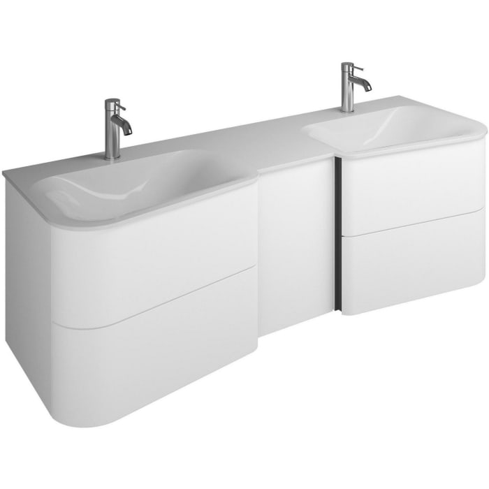 burgbad Badu Mineralguss-Waschtisch inkl. Waschtischunterschrank 152 cm, 1 Tür, Anschlag links