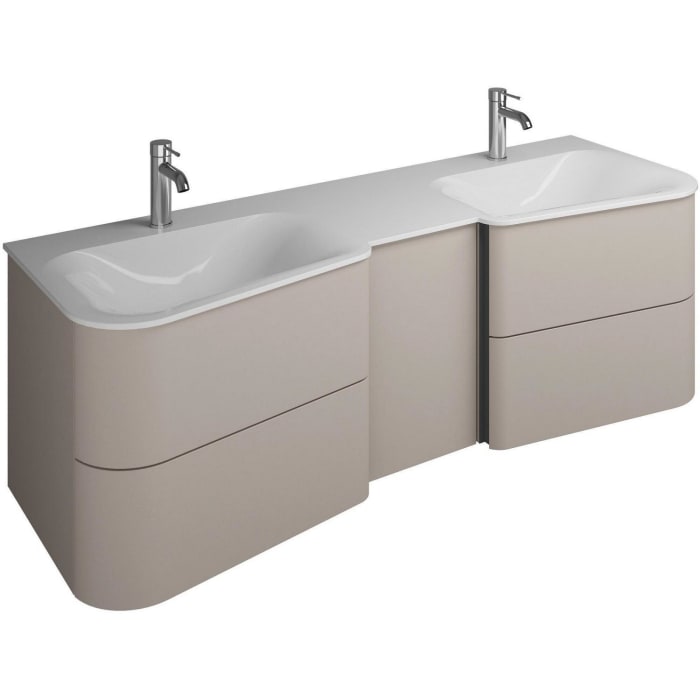 burgbad Badu Mineralguss-Waschtisch inkl. Waschtischunterschrank 152 cm, 1 Tür, Anschlag links