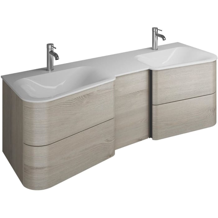burgbad Badu Mineralguss-Waschtisch inkl. Waschtischunterschrank 152 cm, 1 Tür, Anschlag links