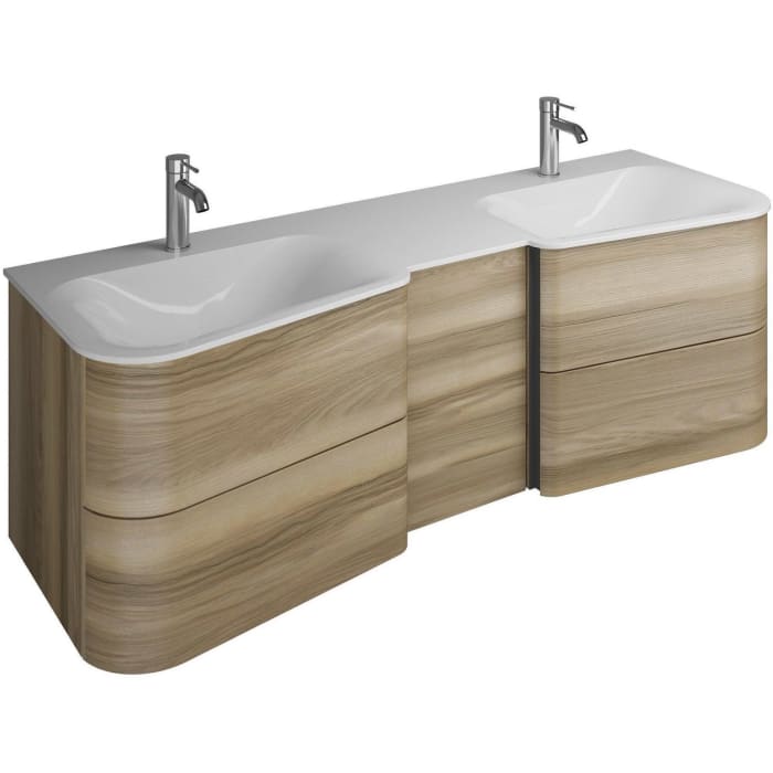 burgbad Badu Mineralguss-Waschtisch inkl. Waschtischunterschrank 152 cm, 1 Tür, Anschlag links