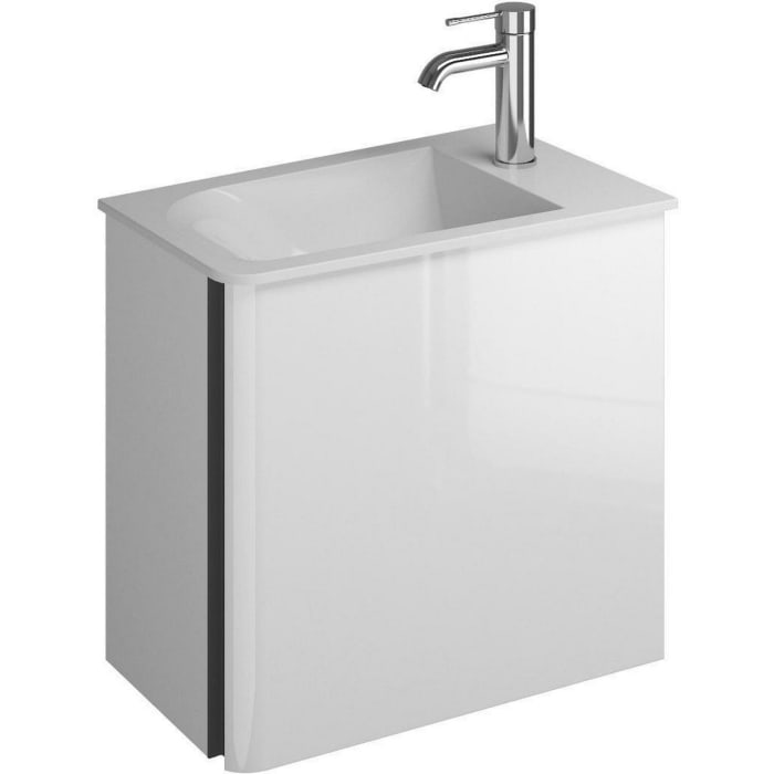 burgbad Badu Mineralguss-Waschtisch inkl. Waschtischunterschrank 52 cm, 1 Tür, Anschlag rechts