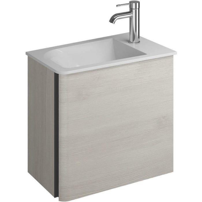 burgbad Badu Mineralguss-Waschtisch inkl. Waschtischunterschrank 52 cm, 1 Tür, Anschlag rechts