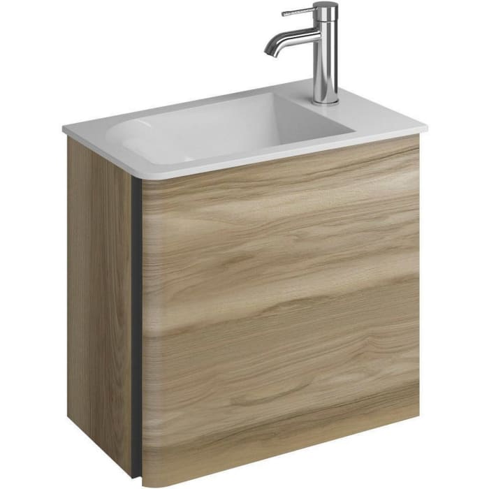 burgbad Badu Mineralguss-Waschtisch inkl. Waschtischunterschrank 52 cm, 1 Tür, Anschlag rechts