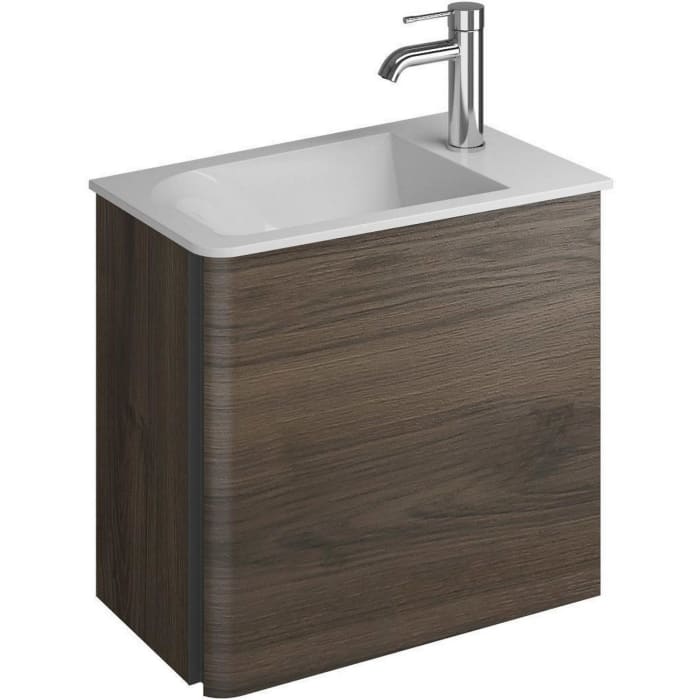 burgbad Badu Mineralguss-Waschtisch inkl. Waschtischunterschrank 52 cm, 1 Tür, Anschlag rechts