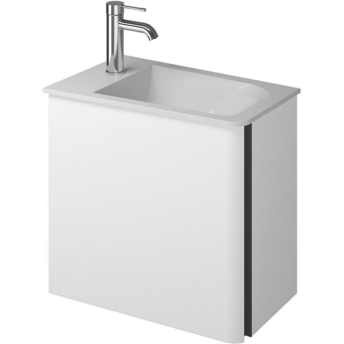 burgbad Badu Mineralguss-Waschtisch inkl. Waschtischunterschrank 52 cm, 1 Tür, Anschlag links