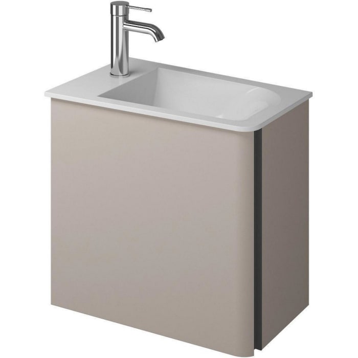 burgbad Badu Mineralguss-Waschtisch inkl. Waschtischunterschrank 52 cm, 1 Tür, Anschlag links