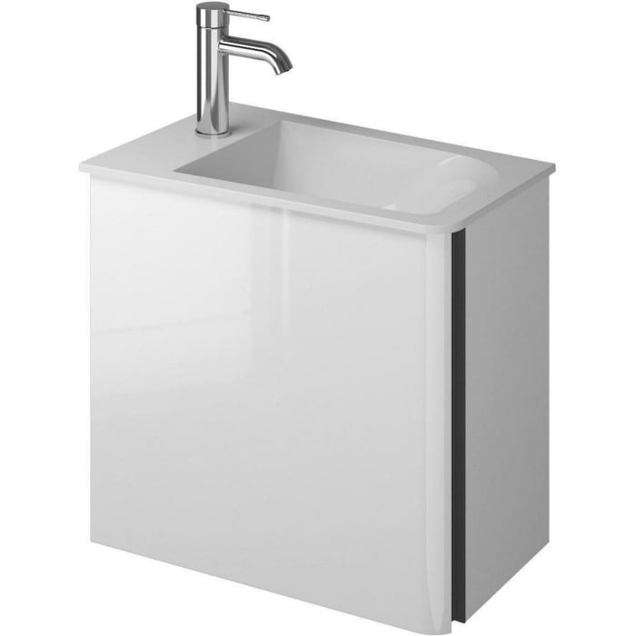 burgbad Badu Mineralguss-Waschtisch inkl. Waschtischunterschrank 52 cm, 1 Tür, Anschlag links