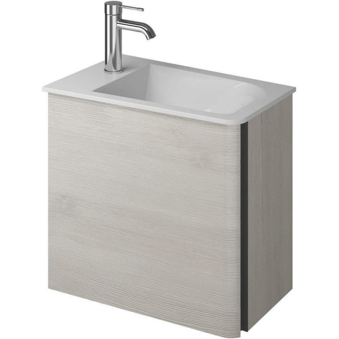 burgbad Badu Mineralguss-Waschtisch inkl. Waschtischunterschrank 52 cm, 1 Tür, Anschlag links