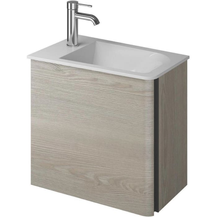 burgbad Badu Mineralguss-Waschtisch inkl. Waschtischunterschrank 52 cm, 1 Tür, Anschlag links