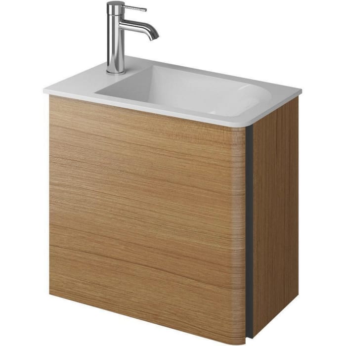 burgbad Badu Mineralguss-Waschtisch inkl. Waschtischunterschrank 52 cm, 1 Tür, Anschlag links