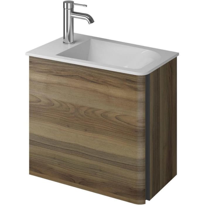 burgbad Badu Mineralguss-Waschtisch inkl. Waschtischunterschrank 52 cm, 1 Tür, Anschlag links