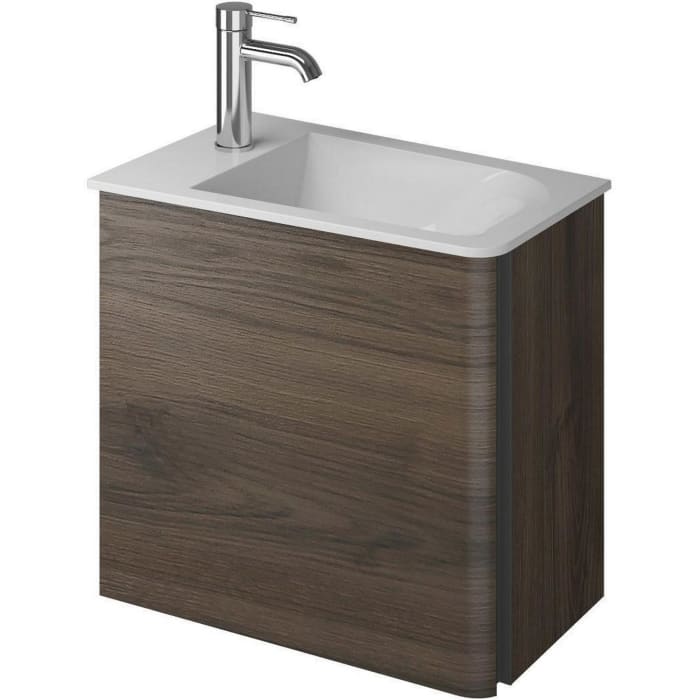 burgbad Badu Mineralguss-Waschtisch inkl. Waschtischunterschrank 52 cm, 1 Tür, Anschlag links