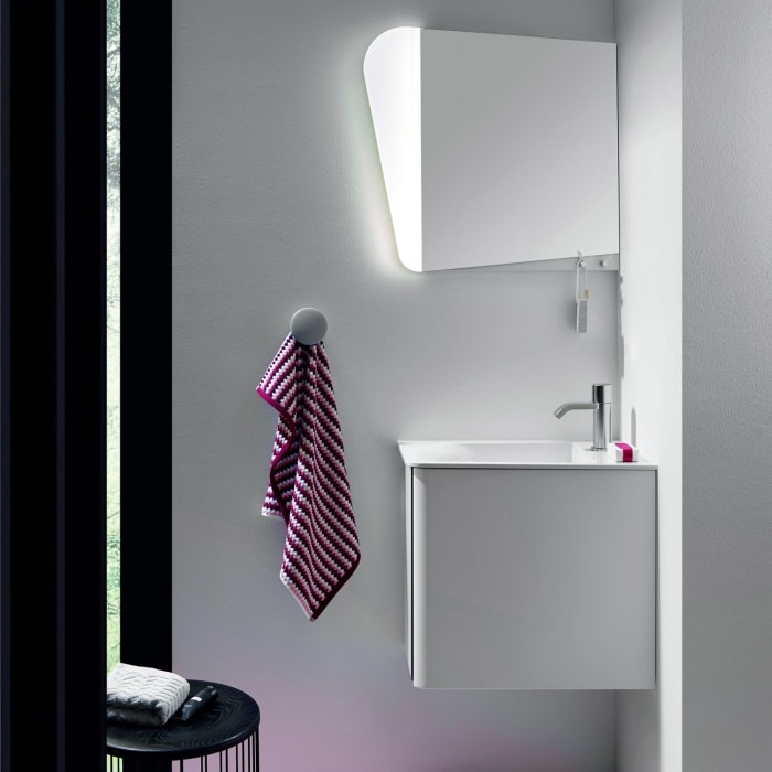 burgbad Badu Mineralguss-Waschtisch inkl. Waschtischunterschrank 52 cm, 1 Tür, Anschlag rechts