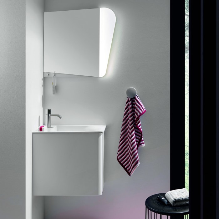 burgbad Badu Mineralguss-Waschtisch inkl. Waschtischunterschrank 52 cm, 1 Tür, Anschlag links