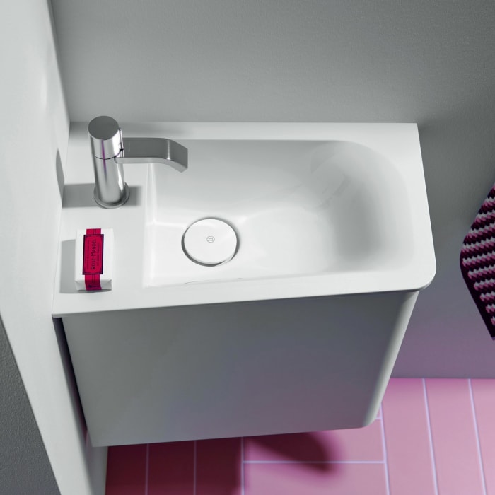 burgbad Badu Mineralguss-Waschtisch inkl. Waschtischunterschrank 52 cm, 1 Tür, Anschlag links