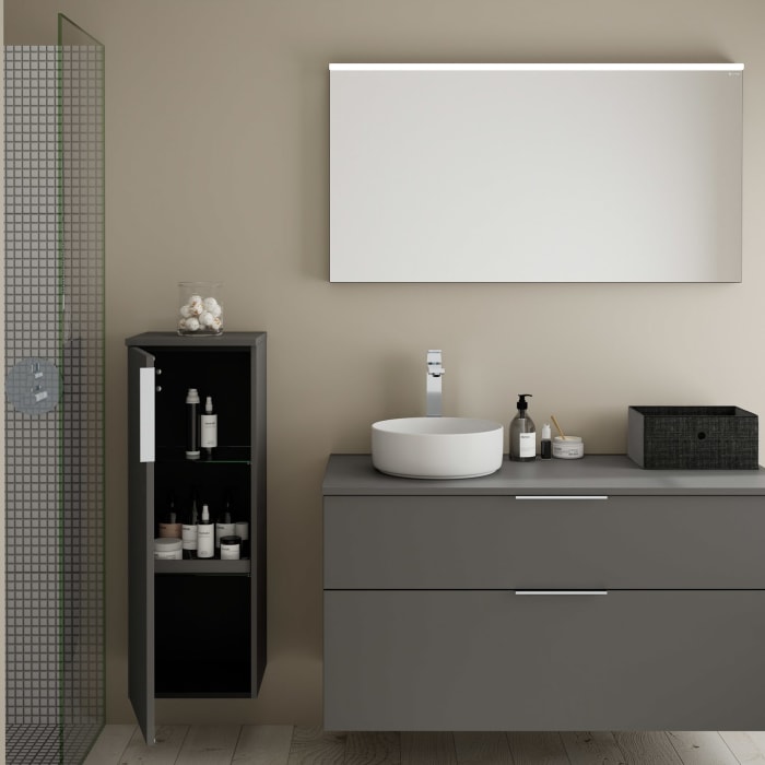 burgbad Eqio Halbhoher Schrank 35 x 32 x 96 cm Links, mit Griff G0146