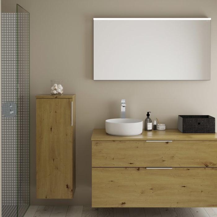 burgbad Eqio Halbhoher Schrank 35 x 32 x 96 cm Links, mit Griff G0146