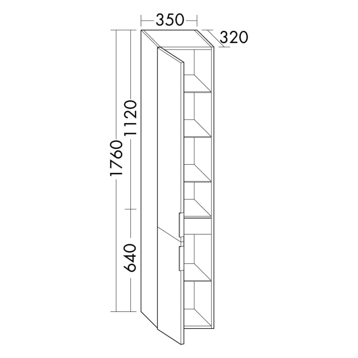 burgbad Eqio Hochschrank 35 x 32 x 176 cm Links, mit Griff G0200
