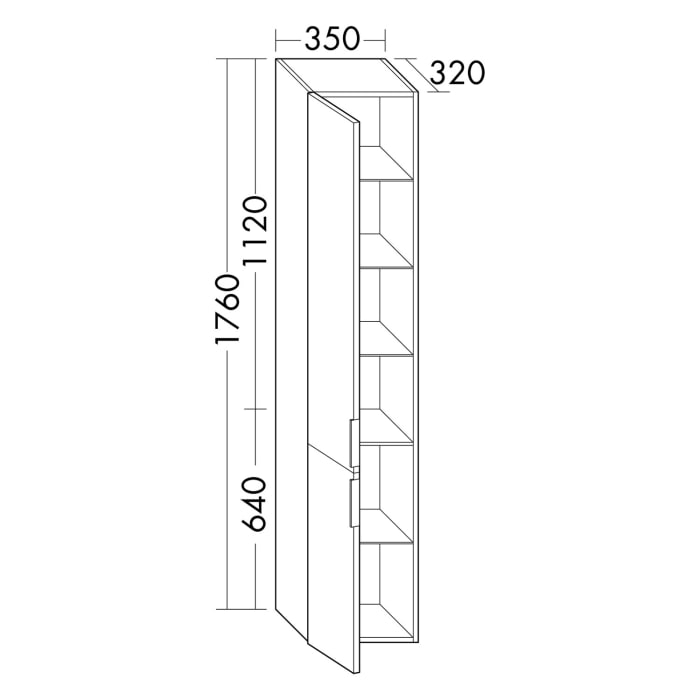 burgbad Eqio Hochschrank 35 x 32 x 176 cm Links, mit Griff G0200