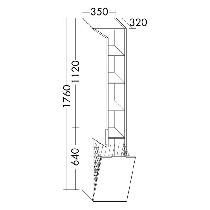 burgbad Eqio Hochschrank 35 x 32 x 176 cm Rechts, mit Stangengriff P95