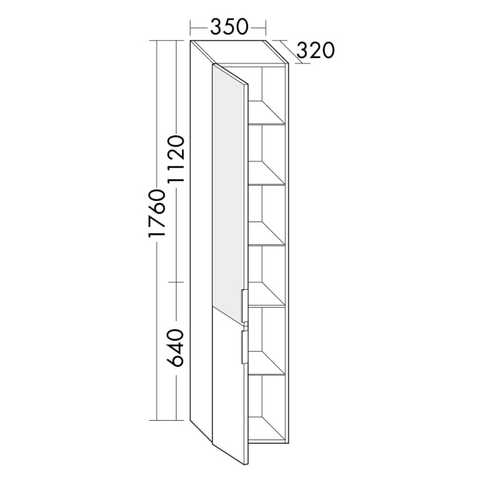 burgbad Eqio Hochschrank 35 x 32 x 176 cm Rechts, mit Griff G0200