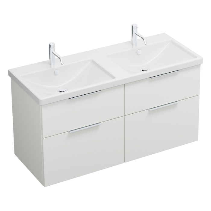 burgbad Eqio Waschtischkombination mit Keramik-Doppelwaschtisch, 123 cm, mit Griff G0146