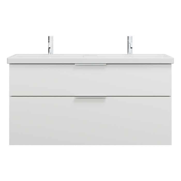 burgbad Eqio Waschtischkombination mit Keramik-Doppelwaschtisch, 123 cm, mit Griff G0146