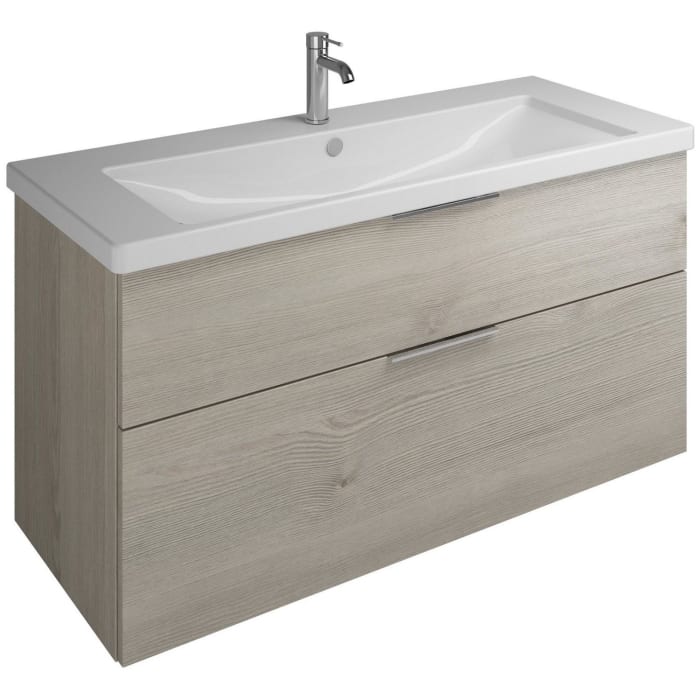 burgbad Eqio Waschtischkombination mit Keramik-Waschtisch, 123 cm, mit Griff G0146