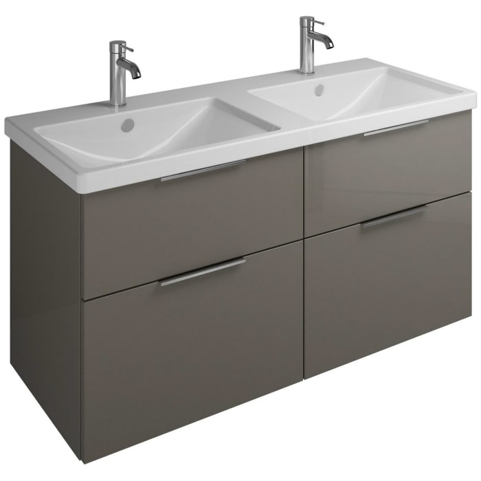 burgbad Eqio Waschtischkombination mit Keramik-Doppelwaschtisch, 123 cm, mit Griff G0146