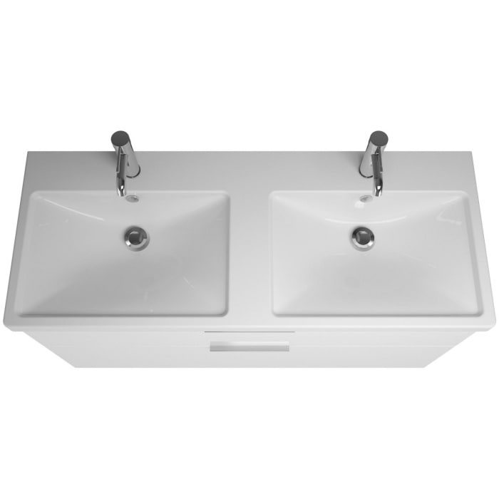 burgbad Eqio Waschtischkombination mit Keramik-Doppelwaschtisch, 123 cm, mit Griff G0146