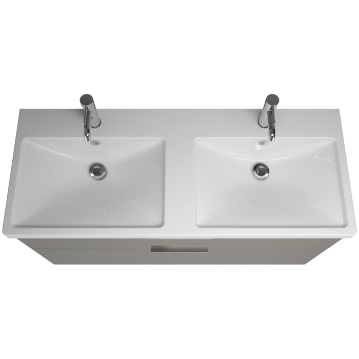 burgbad Eqio Waschtischkombination mit Keramik-Doppelwaschtisch, 123 cm, mit Griff G0146