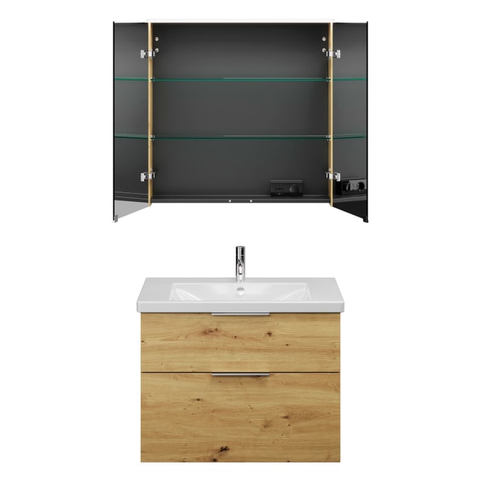 burgbad Eqio Möbelkombination inkl. Keramik-Waschtisch 83 cm, mit Griff G0146