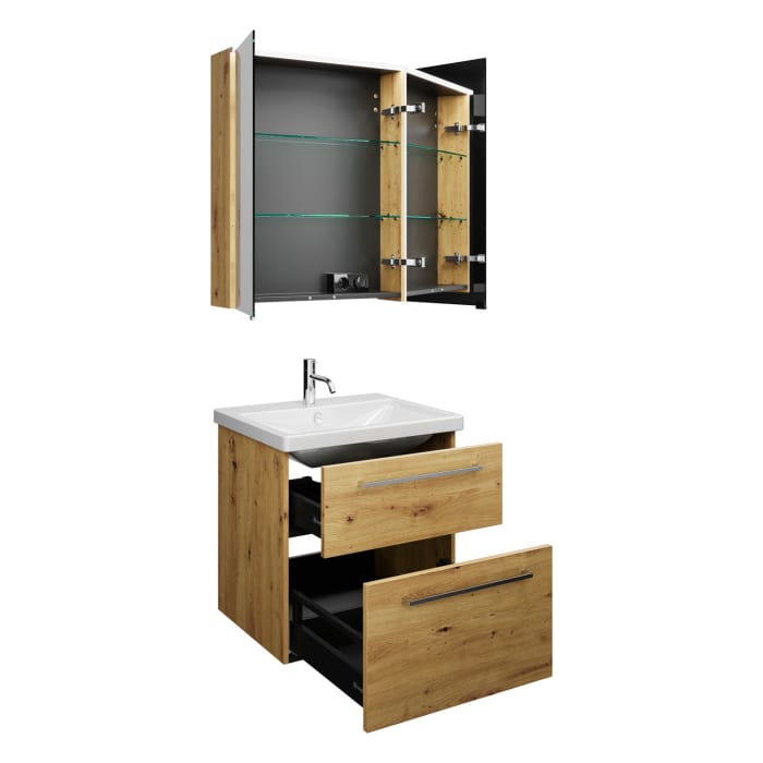 burgbad Eqio Möbelkombination inkl. Keramik-Waschtisch 65 cm, mit Stangengriff P95