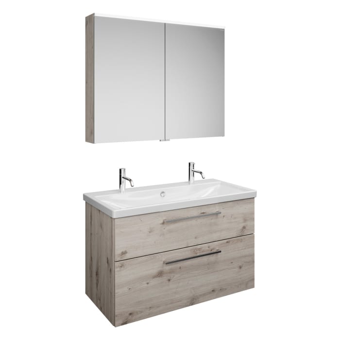 burgbad Eqio Möbelkombination inkl. Keramik-Waschtisch 103 cm, mit Stangengriff P95
