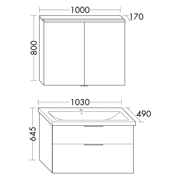 burgbad Eqio Möbelkombination inkl. Keramik-Waschtisch 103 cm, mit Griff G0200