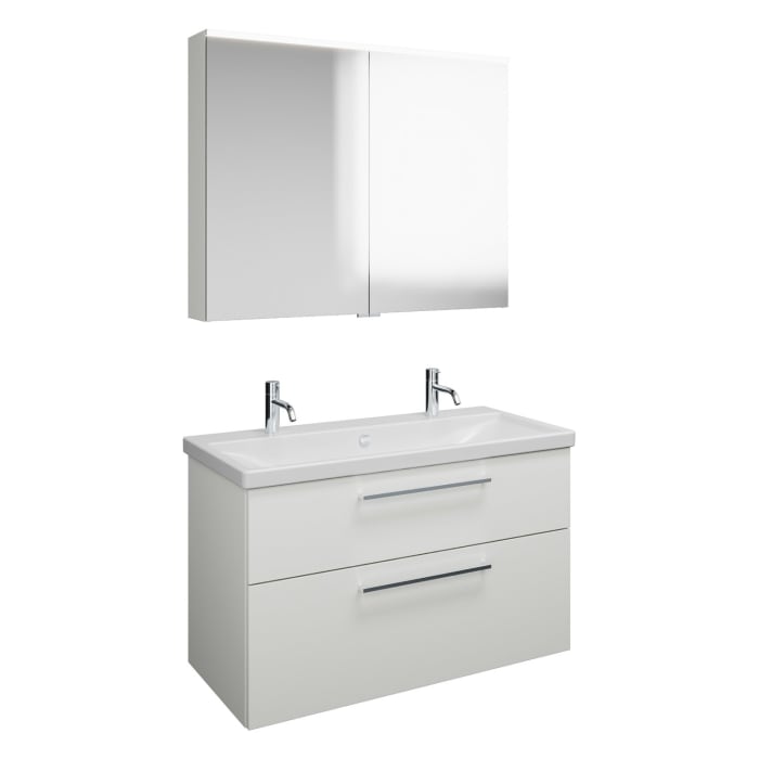 burgbad Eqio Möbelkombination inkl. Keramik-Waschtisch 103 cm, mit Stangengriff P95