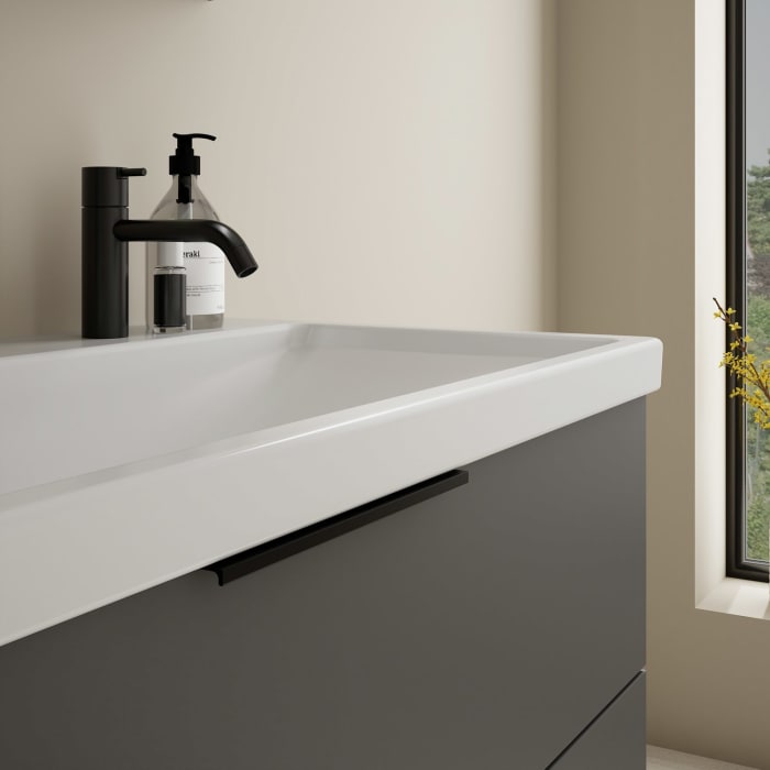 burgbad Eqio Möbelkombination inkl. Keramik-Waschtisch 103 cm, 2 Hahnlöcher, mit Griff G0200