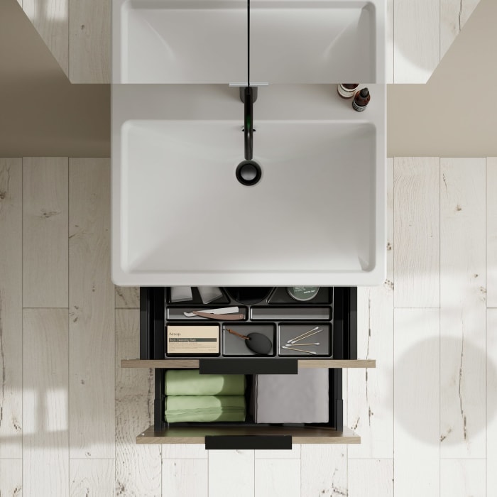 burgbad Eqio Möbelkombination inkl. Keramik-Waschtisch 65 cm, mit Griff G0200